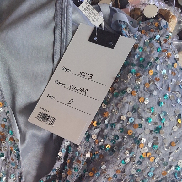 Mac Duggal 5213 Silver Gown. - Picture 4 of 5